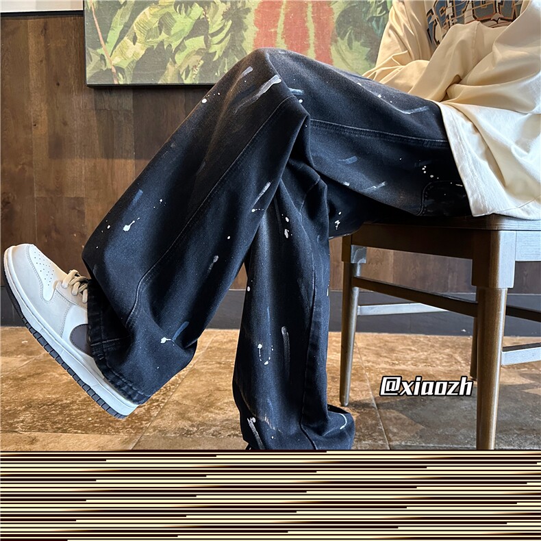 XZ616秋季新款重磅水洗涂鸦泼墨印花牛仔长裤TY1104P65控78,男装休闲裤,星座512A（原616）