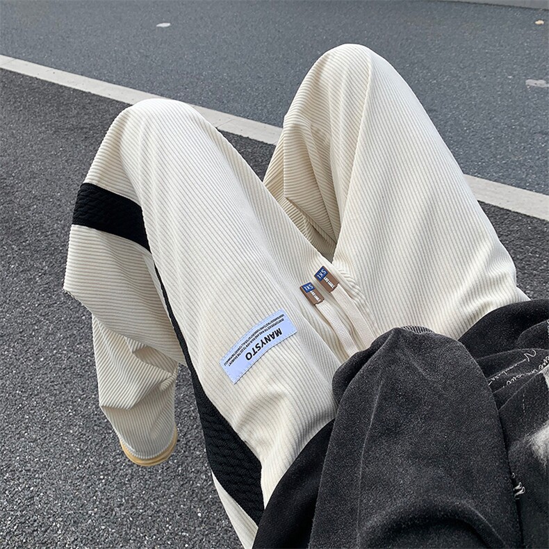 直筒宽松型时尚潮牌条纹简约秋季运动裤潮休闲裤长裤男K5191-P36,男装休闲裤,星座512-2