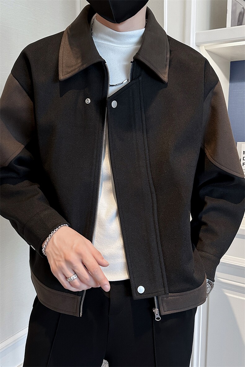 小伙店主风呢子大衣秋冬妮子毛呢拼色夹克外套A236-JK-5032-P135,男装夹克,电商A236