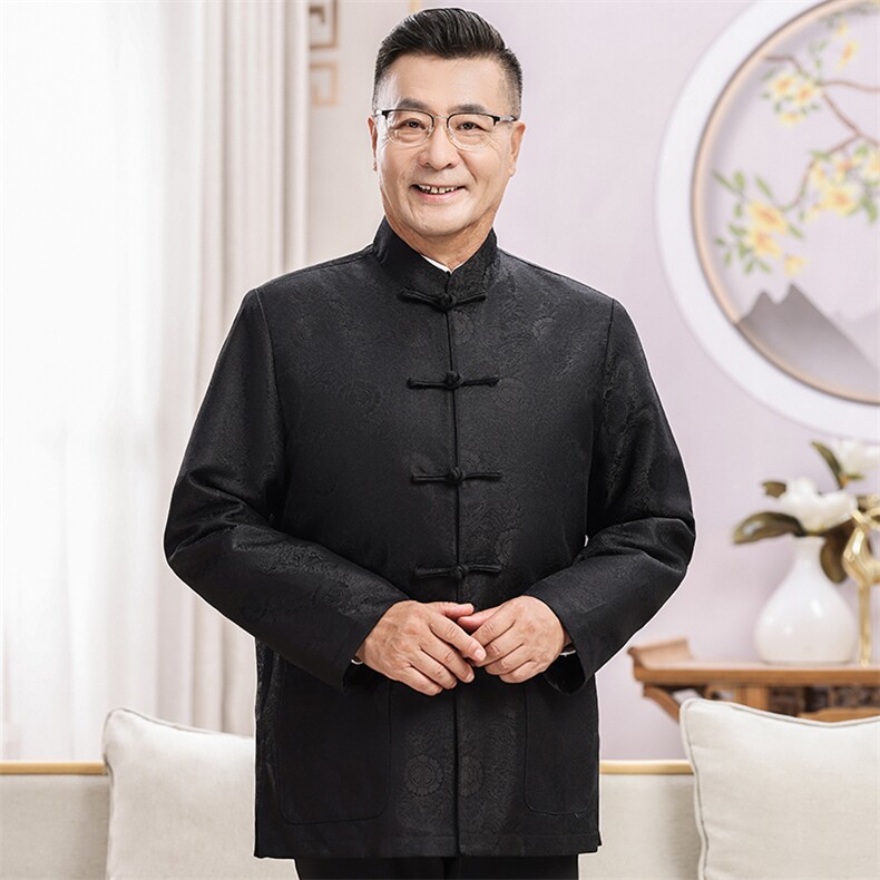 常货春秋中老年情侣装唐装外套爷爷奶奶生日宴会老人过寿服装套装,男装休闲套装,钱塘723