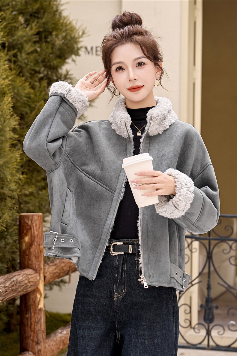 新款2025年冬季皮毛一体洋气时尚百搭款上衣,女装套装/套裙,新感觉
