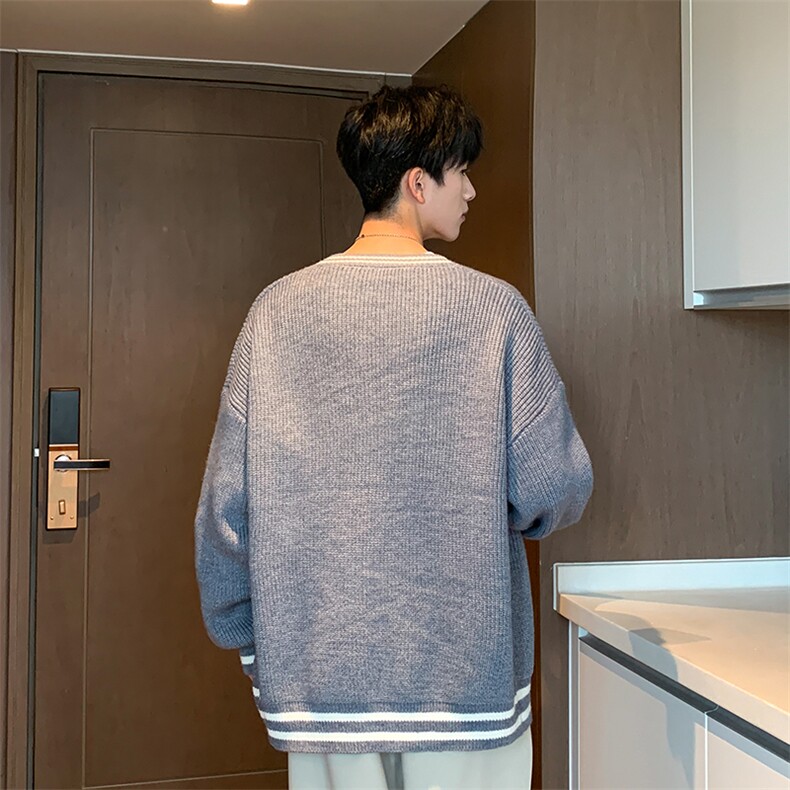 311B-1-CM-3969-P55控89港风棒球领开衫提花大码针织毛衣,男装针织衫/毛衣,星座311B-1