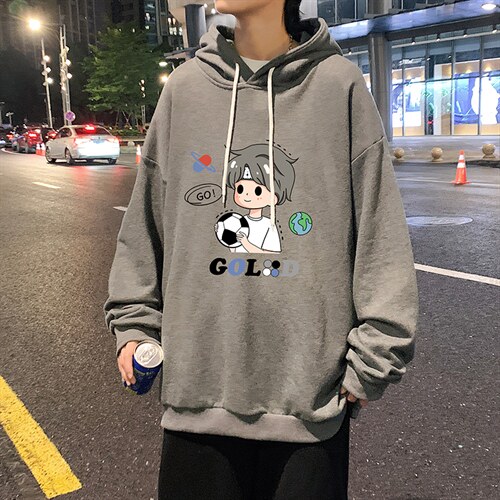 WY2207-P35 加绒款-P40 纯棉连帽卫衣男大码运动帽衫宽松薄外套男图片