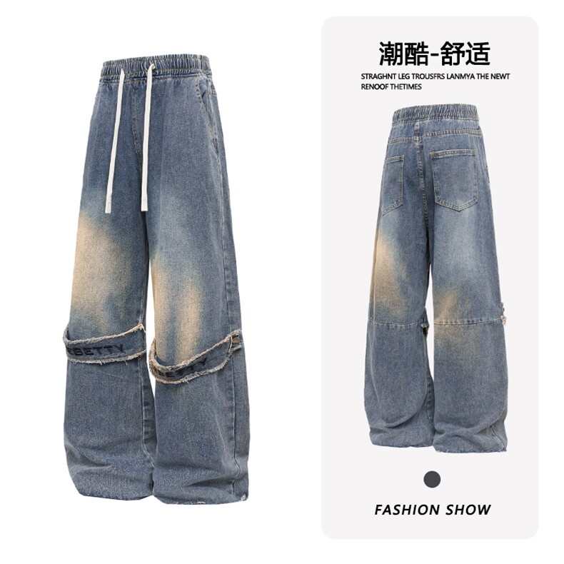 B221 美式ins高街暗黑个性宽松直筒牛仔裤 LK24346-P60控78图片