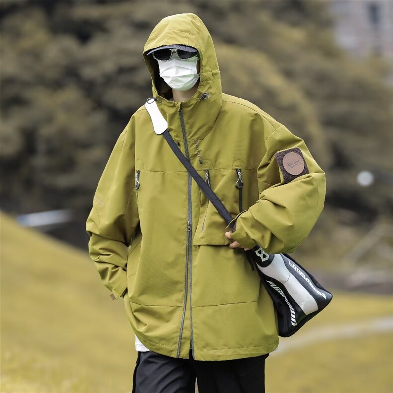 美式机能户外连帽冲锋衣外套男春秋新款山系防水防风衣夹克,男装夹克,星座716-3