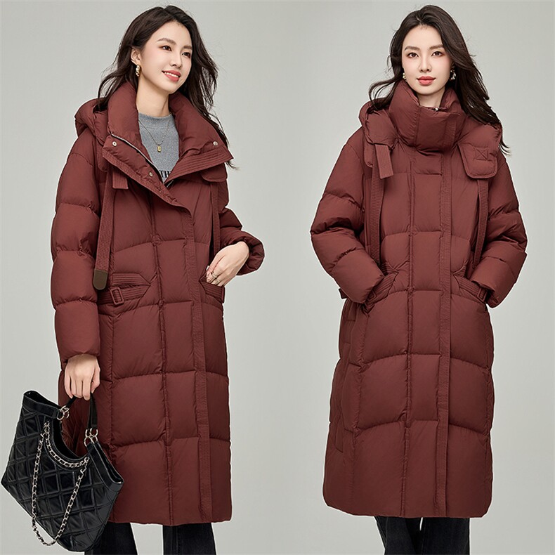 羽绒服女冬季2024新款长款时尚通勤百搭保暖鸭绒舒适外套,女装羽绒服,阿舍尔精品