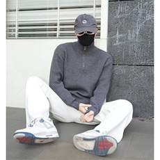 抖音得物保暖立领拉链针织外套秋冬宽松慵懒风纯色毛衣上衣AM01，男装针织衫/毛衣，电商A443
