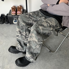 直筒裤原宿迷彩休闲裤男女美式高街潮牌长裤NK018-P50，男装休闲裤，电商D202-1