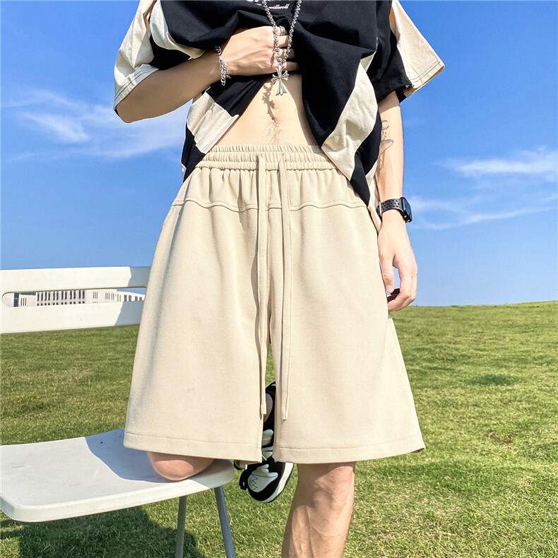 深度库存得物夏季冰丝裤纯色短裤高克重宽松卫裤沙滩裤D71-特P25,男装休闲裤,电商A099