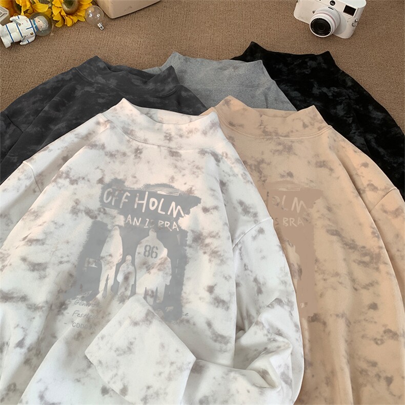 260克重磅扎染德绒半高领打底衫【有货】C403A-DR25407R-P25,男装T恤,电商C403A