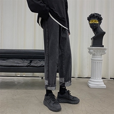 新款牛仔裤春秋高级感痞帅拼接宽松直筒休闲长裤225-2-20802-P50，男装牛仔裤，星座225-2