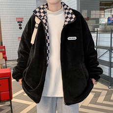 得物羊羔毛立领加棉两面穿毛巾绣情侣外套棉衣面包服，男装棉衣，星座301D-4(原星座1004-4）