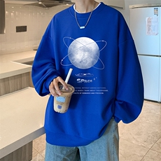 华夫格卫衣圆领卫衣男大码长袖t恤男外套HW76241-P30加绒款-P40，男装卫衣，电商A040