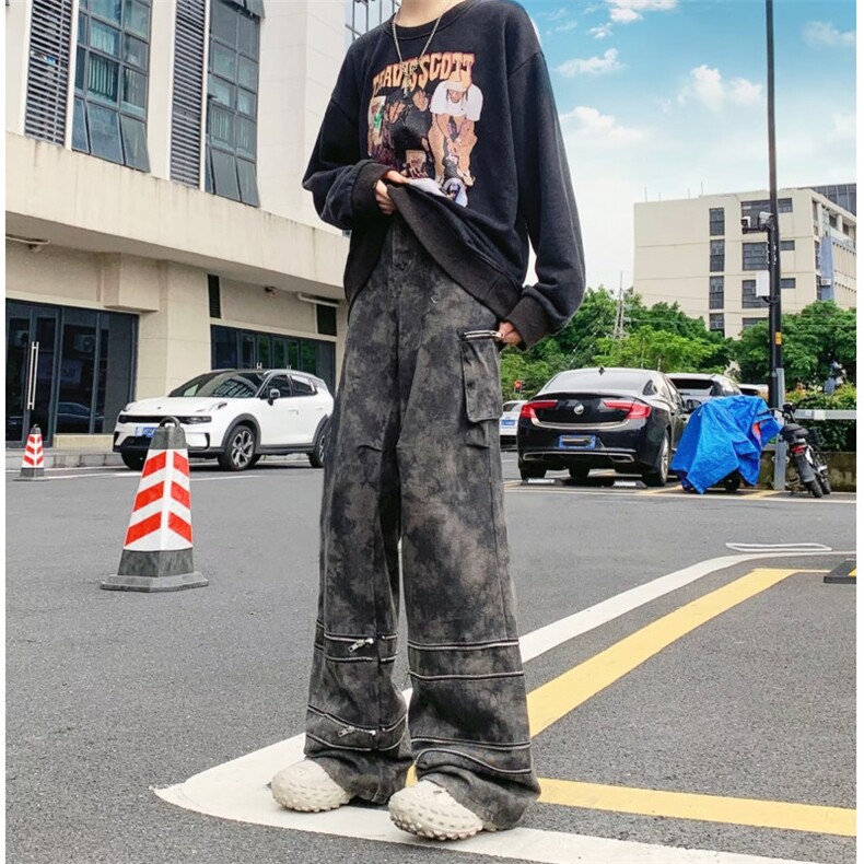 美式高街柳丁多口袋工装休闲裤男潮牌小众设计感迷彩BK92-P83图片