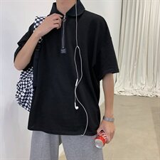 19夏装港风新款ins潮流拼色宽松polo衫韩版个性短袖T恤PL01/，男装Polo衫，电商D202