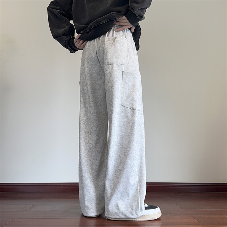 抖音品质秋季新款口袋压褶弯刀宽松休闲卫裤B315-K821-特p35控68,男装休闲裤,电商B315