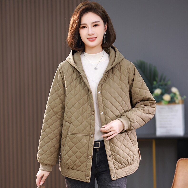 2024冬季连帽时尚休闲夹棉加厚保暖舒适棉服,女装棉衣/棉服,独衣靓
