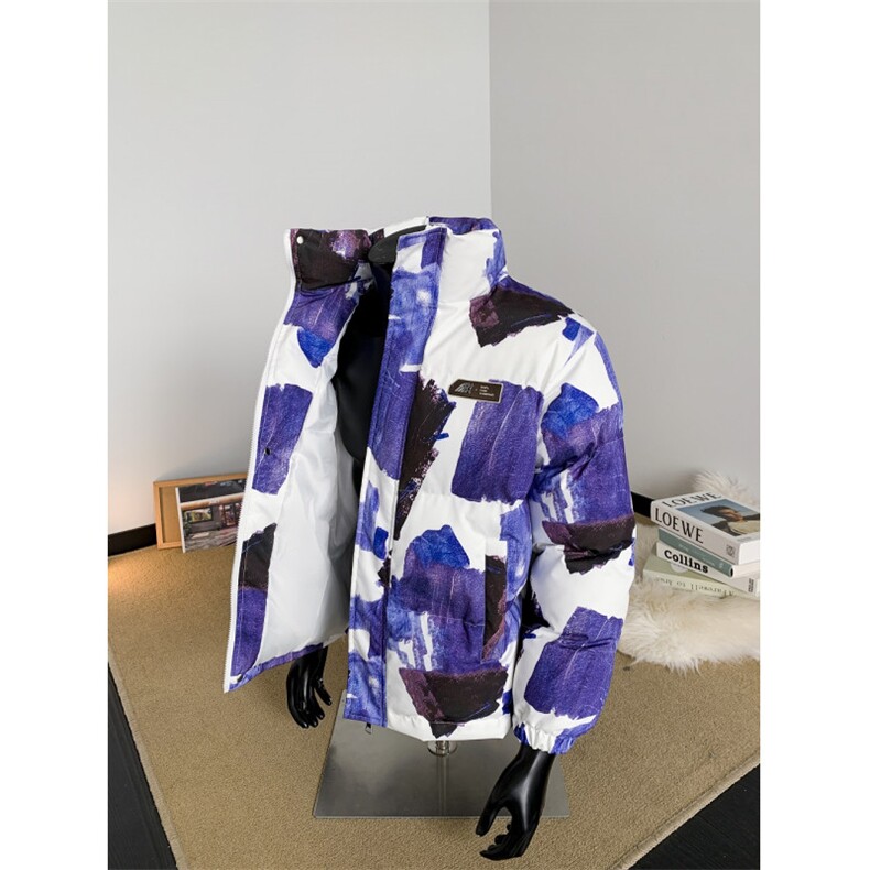 XZ-230-1MY703假模轻奢百搭水墨扎染涂鸦休闲立领面包服P118控158，鞋类箱包手腕包，星座230-1