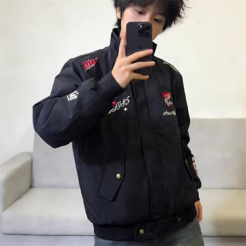 2026春秋美式嘻哈刺绣拼色棒球服外套男潮牌街头宽松情侣休闲夹克,男装夹克,星座1210-1