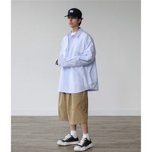 条纹长袖衬衫男春季美式cityboy休闲蓝色衬衣外套710-821-P50图片
