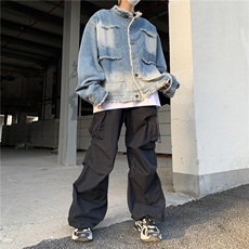 街头复古设计感毛边外套春秋冬潮牌宽松百搭牛仔-NC830，女装短外套，星座1002-2