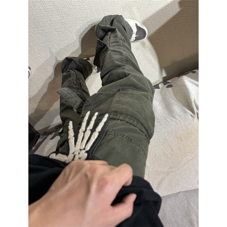【有货】军绿色绑带工装裤男潮牌美式高街vibe裤子直筒D713LL-P60,男装工装外套,星座1007（原301D）