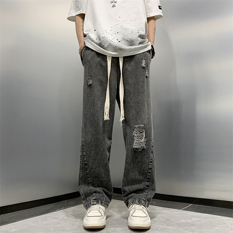 K1790-P45夏季宽松型破洞牛仔裤,男装休闲裤,星座1501-1
