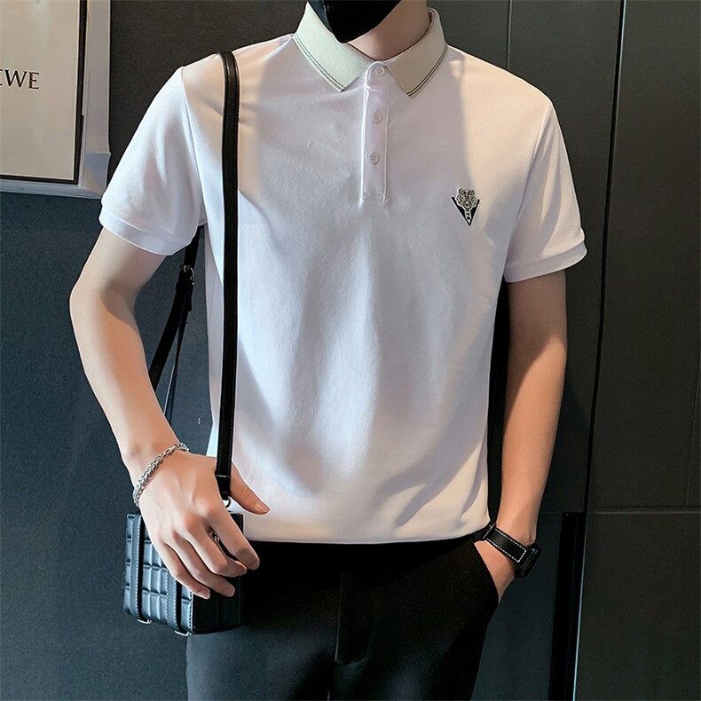 2025新款夏季Polo衫短袖T恤男翻领潮牌刺绣体恤A313-1-9510-P48,男装T恤,电商A313-1