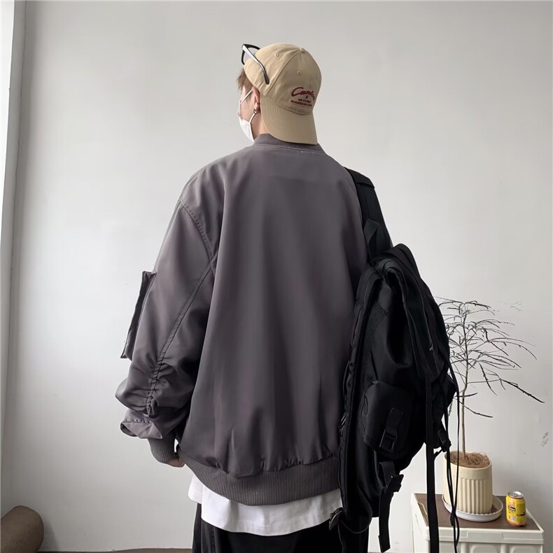 美式高级感工装棒球服外套男春秋季新款拉链多口袋夹克上衣男生,男装夹克,星座1210-1