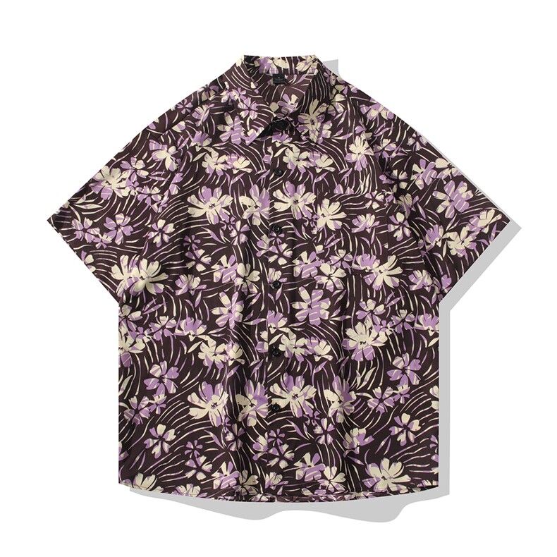 B413-1-DS155特批30冰丝短袖男士衬衫夏季休闲凉感透气宽松薄衬衣图片