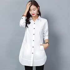 长袖中长款2021年秋季衬衫时尚韩版气质优雅纯色立领，女装衬衫，风姿绰