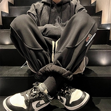 加绒加厚休闲运动卫裤男美式针织束脚裤715-6-BX13P55（控78），男装休闲裤，星座715-6