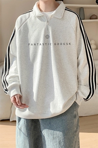 华棉内景秋冬重磅青年宽松polo领卫衣男潮百搭WY00666/P50加绒P55图片