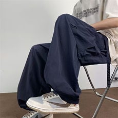 复古日系工装裤子男ins潮流设计百搭美式宽松直筒阔腿休闲长裤潮，男装工装外套，星座1013