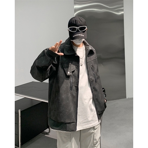 韩式男装高级感外套短款潮牌美式皮衣夹克痞帅机车服春秋图片