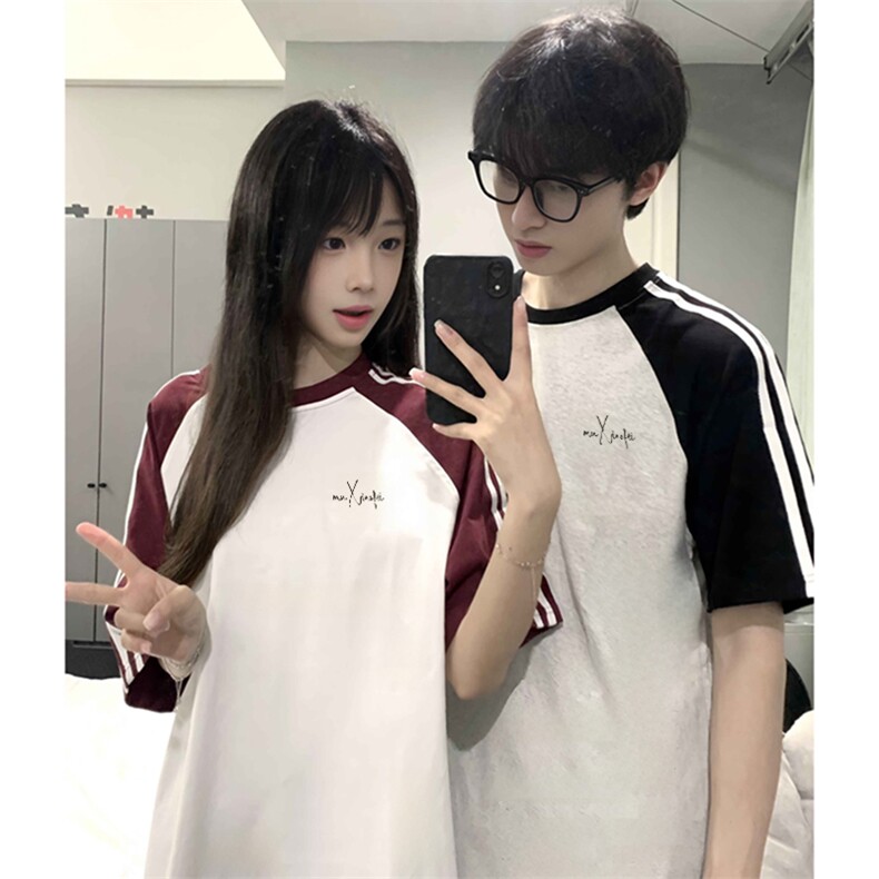 2025美式220克三条杠撞色短袖T恤网图C403A-ZST2609特P25,男装T恤,电商C403A