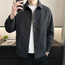 店主风2025秋季新款翻领格子工装简约休闲夹克外套男JK152-P110，男装夹克，电商A413