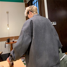 2025秋做旧斜拉链设计PU皮衣大口袋短外套机车服PY9302，男装皮衣，星座1108