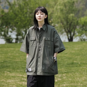 工装衬衫男短袖韩版潮流女个性文艺2024秋夏新款ins外套CY329-P39图片
