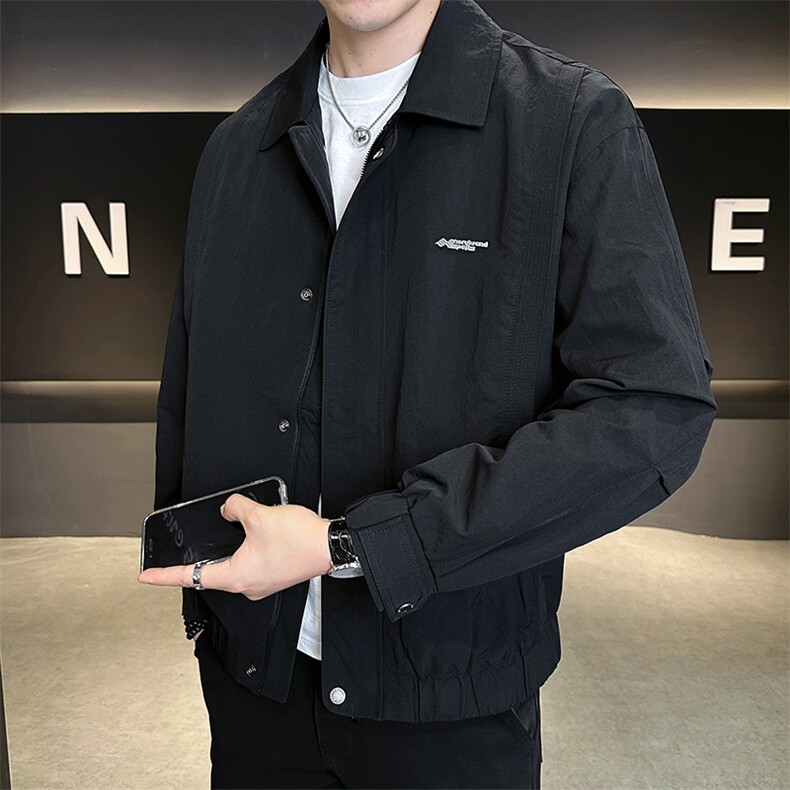 9813-M-3XL-P118店主风秋季休闲男士外套设计师潮牌翻领夹克男,男装夹克,电商B255