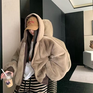 两面穿现货重磅短款座山雕棉衣男女双面穿毛毛绒棉服加厚外套图片