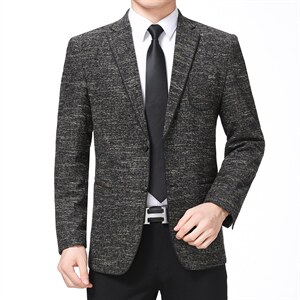 男纯色西装外套2023年中年商务免烫男士出口春秋季西服上衣图片