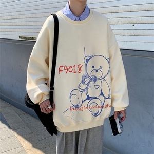 港风模特卡通印花男士圆领套头卫衣女上衣 WY311 P30限48图片