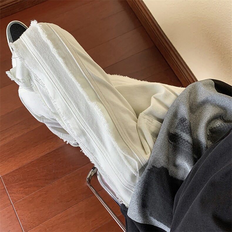 B221美式ins高街小众个性毛边休闲直筒牛仔裤LK23022-P60控78,男装牛仔裤,电商B221