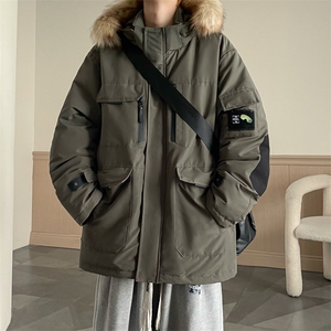 港风2026新品冬季宽松棉服派克服毛领冬装加厚外套D010-P145图片