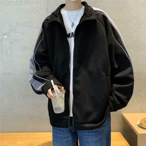 麂皮绒翻领休闲外套男士春秋潮牌夹克痞帅男生装棒球服JK117 P63图片