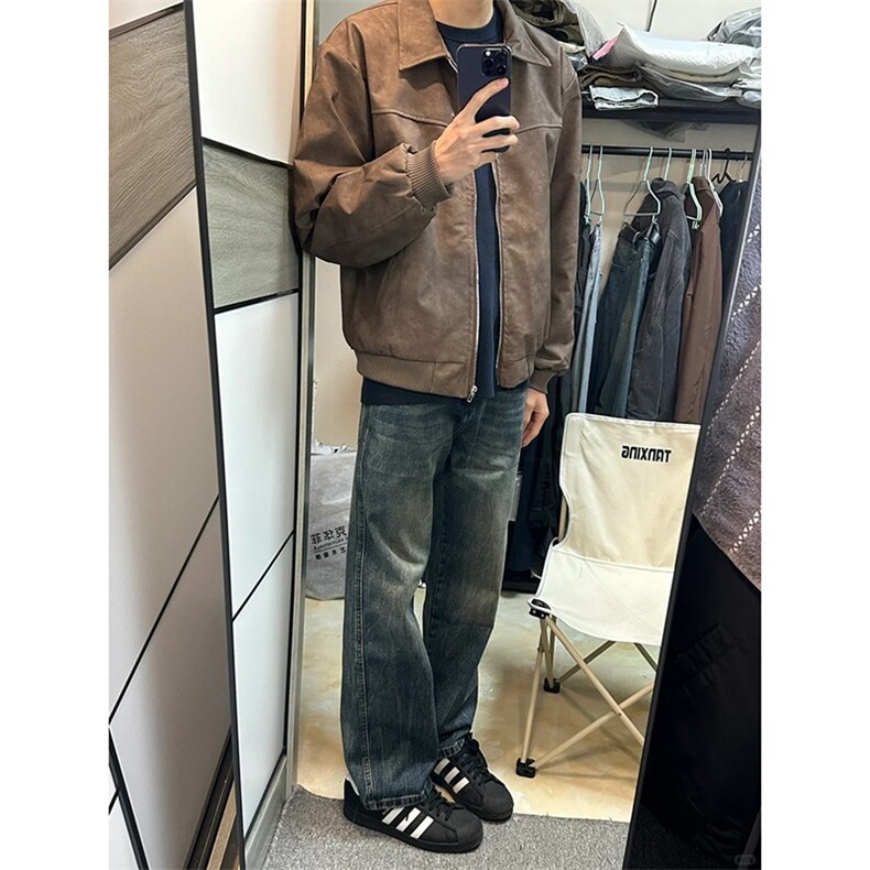 Bcare美式闪电纹牛仔裤男款秋季高街vibe裤子水洗高腰直筒微喇裤,男装夹克,星座1116A（原606A-3）