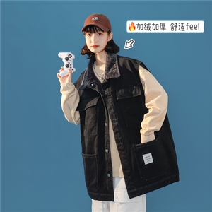 MJ215J-p68-限价98 抖音情侣工装棉马甲男外穿大码羊羔毛cityboy图片