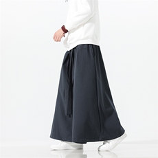 2025秋冬汉服唐装风棉麻阔腿裤马面裤K371加绒P65-常规P55，男装民族服装，电商A057B