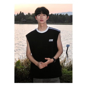 集团潮牌大码背心男夏季ins潮外穿运动健身无袖t恤男,男装Polo衫,四季星座505